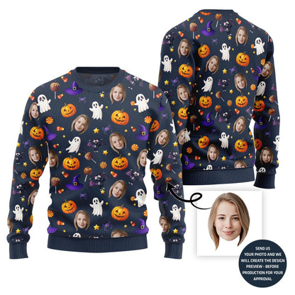 Brilliant Custom All Over Print Halloween Ugly Xmas Sweater For Women (Copy)