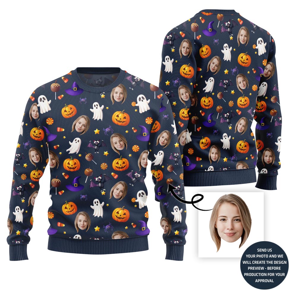 Brilliant Custom All Over Print Halloween Ugly Xmas Sweater For Women