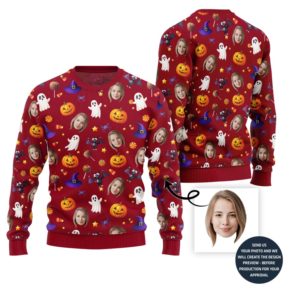 Brilliant Custom All Over Print Halloween Ugly Xmas Sweater For Women (Copy)