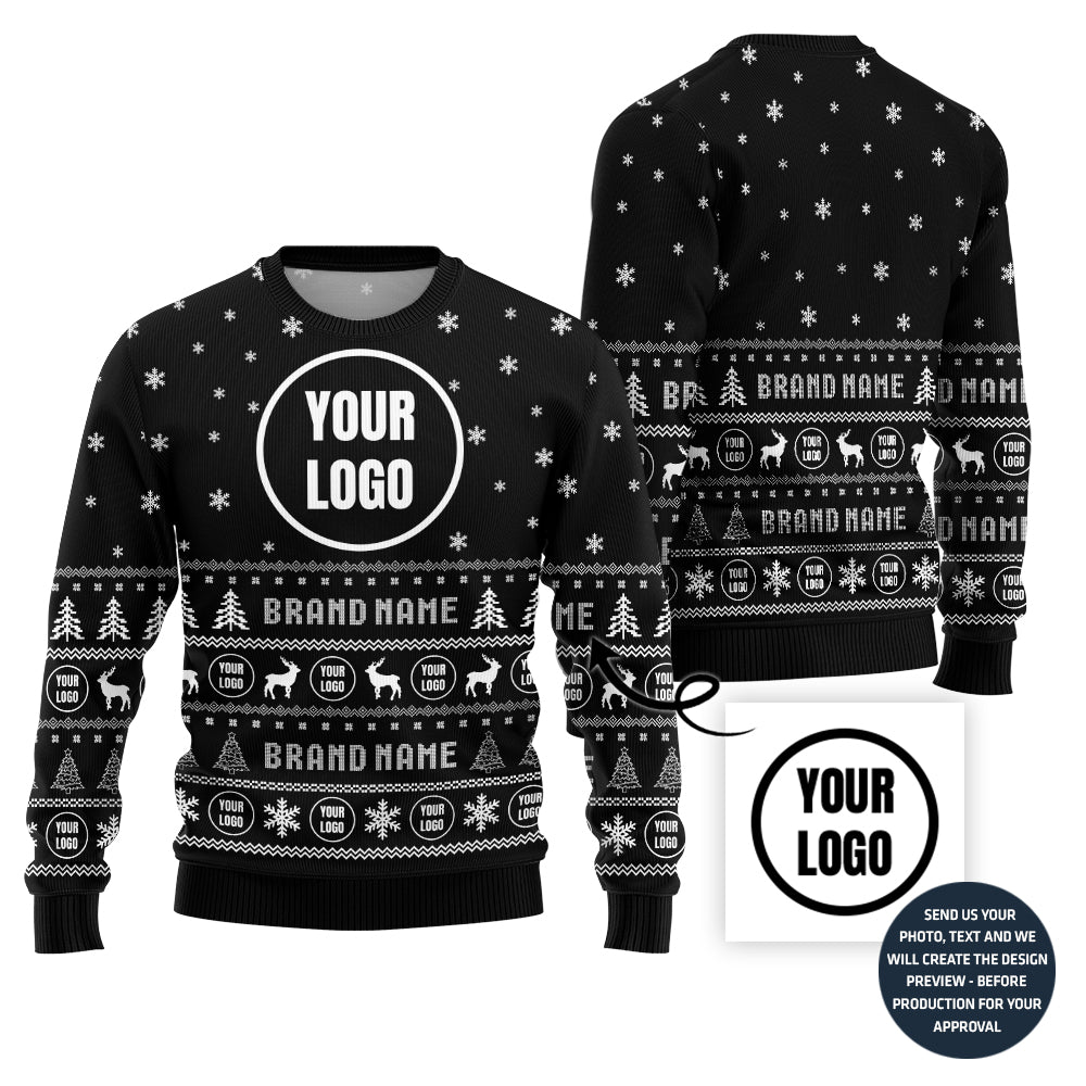 Brilliant Custom Company Logo and Name Ugly Xmas Sweater