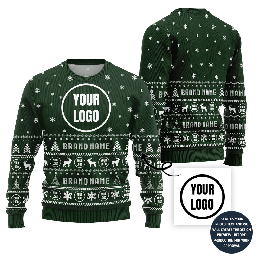 Brilliant Custom Company Logo and Name Ugly Xmas Sweater
