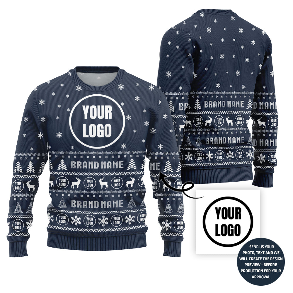 Brilliant Custom Company Logo and Name Ugly Xmas Sweater