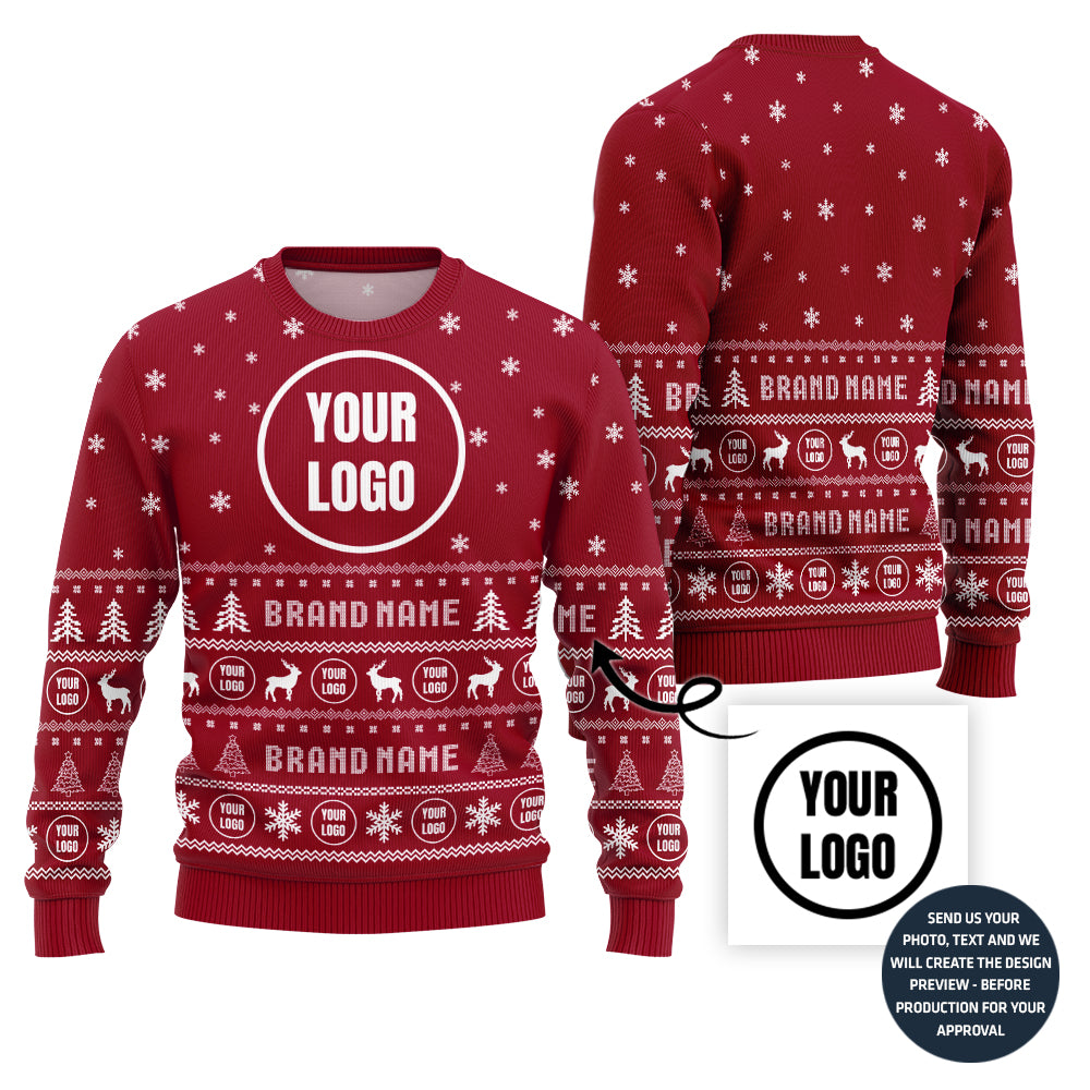 Brilliant Custom Company Logo and Name Ugly Xmas Sweater