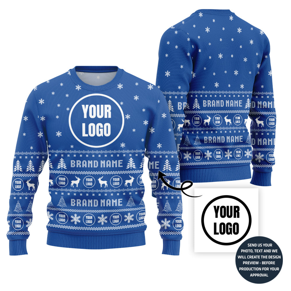 Brilliant Custom Company Logo and Name Ugly Xmas Sweater