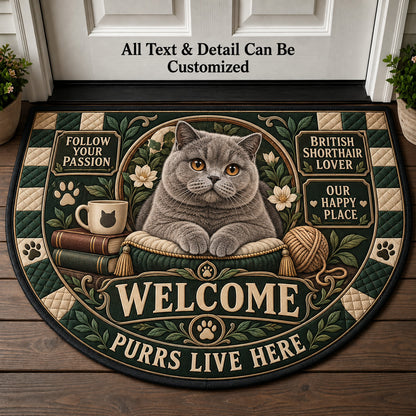 British Shorthair Lover Personalized Half Round Mat | 5To9Vibe