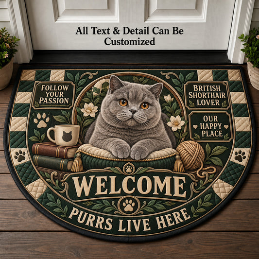 British Shorthair Lover Personalized Half Round Mat | 5To9Vibe
