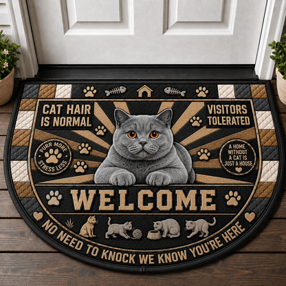 Indoor Cat Lives Here Doormat - Funny Cat Bedtime Welcome Mat - 5to9vibe