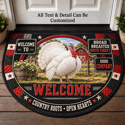 Broad Breasted White Turkey Personalized Half Round Mat | 5To9Vibe