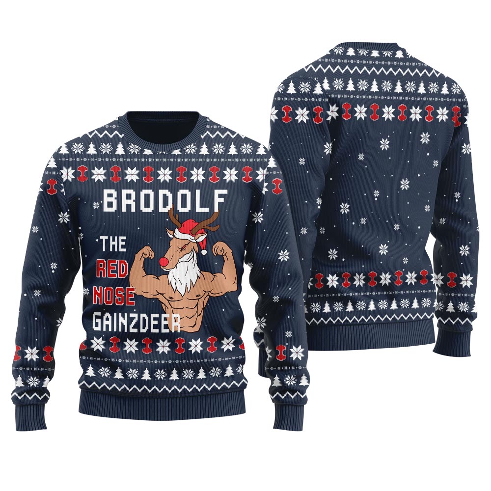 Reindeer The Swoleman Christmas Sweater For Men