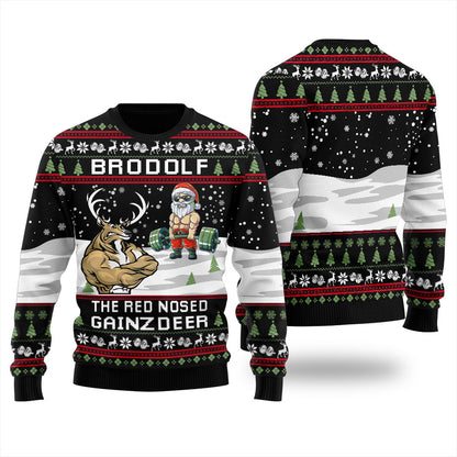 North Swole Reindeer Santa Ugly Christmas Sweater For Men