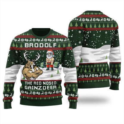 Lifting Santa Reindeer Swoleman Christmas Sweater Women