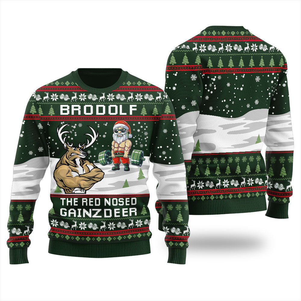 Brodolf The Red Nose Gainzdeer Ugly Christmas Sweater