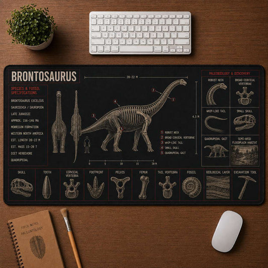 Brontosaurus Dinosaur Blueprint Desk Mat | 5To9Vibe