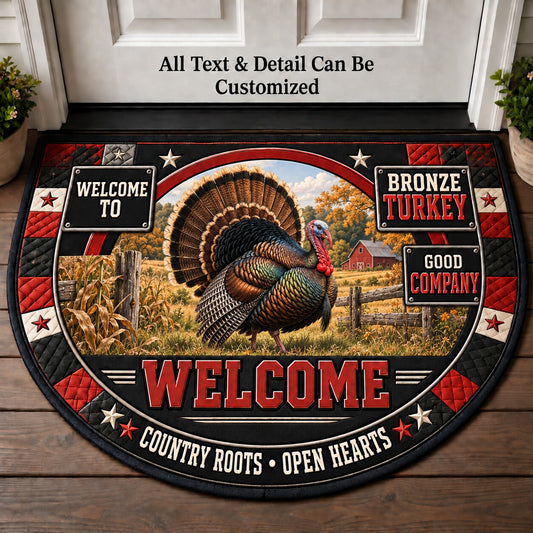 Bronze Turkey Personalized Half Round Mat | 5To9Vibe