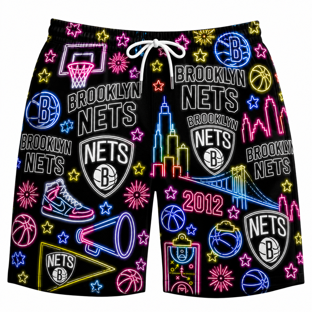 All Basketball Teams Neon Pattern Vibe Summer Party Button-Up Unisex Hawaiian Shirt For Men and Women