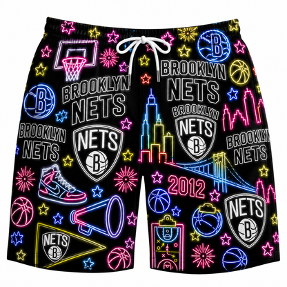 All Basketball Teams Neon Pattern Vibe Summer Party Button-Up Unisex Hawaiian Shirt For Men and Women
