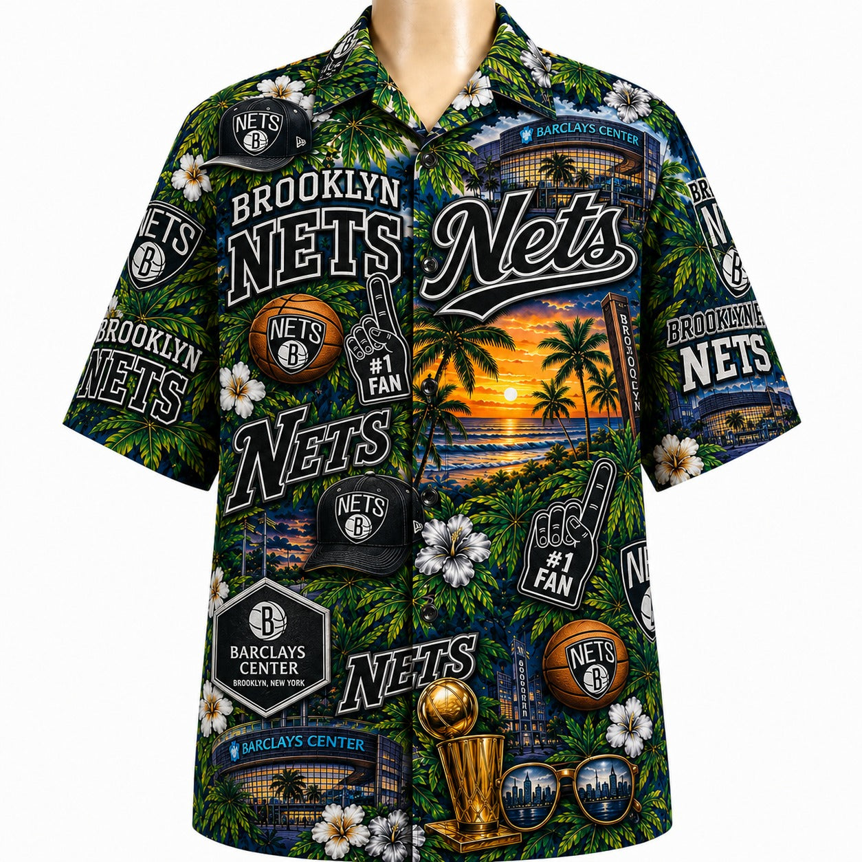 All Basketball Teams Tropical Sunset Paradise Pattern Vibe Summer Party Button-Up Unisex Hawaiian Shirt For Men and Women