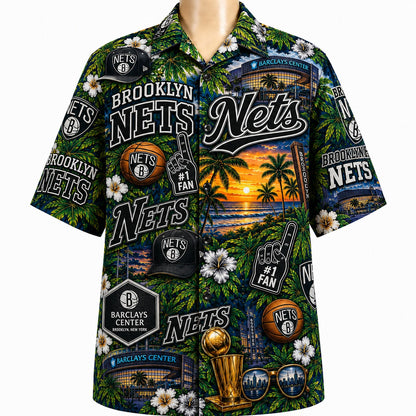 All Basketball Teams Tropical Sunset Paradise Pattern Vibe Summer Party Button-Up Unisex Hawaiian Shirt For Men and Women