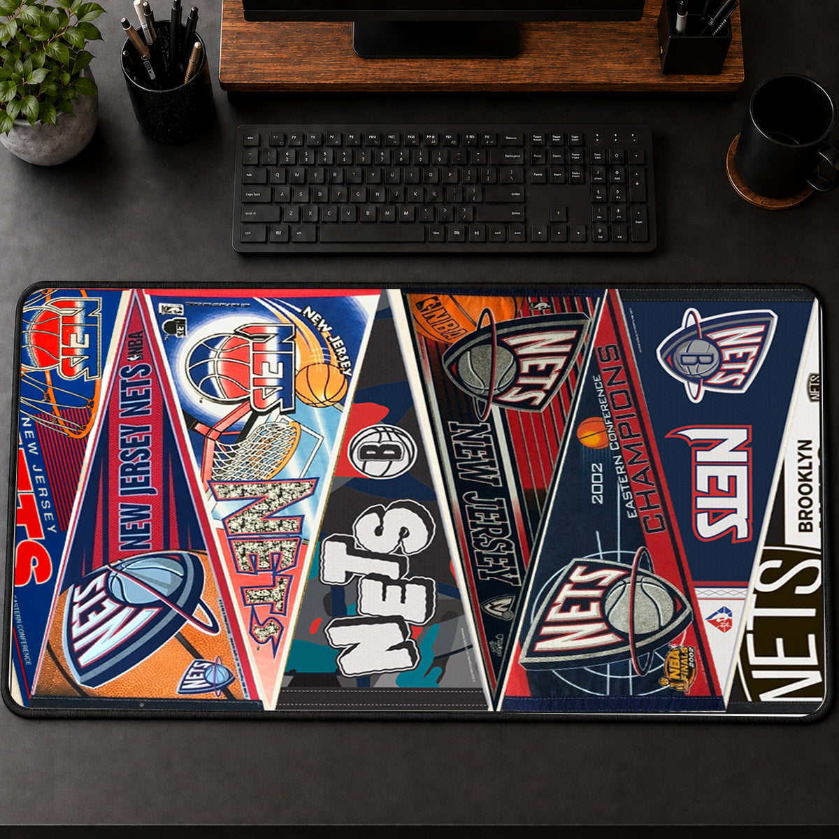 All Basketball Teams Vintage Pennant Anniversary For Fans Desk Mat Mouse Pad Trending - 5to9vibe