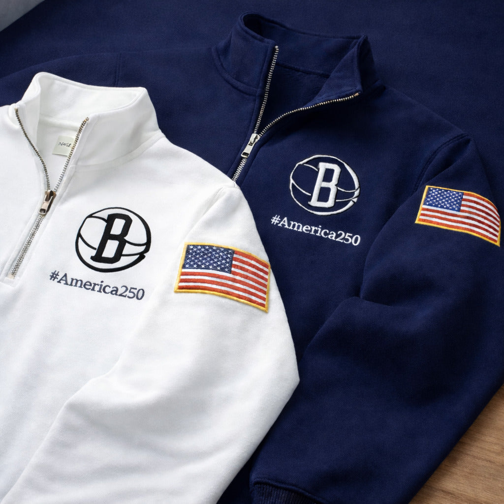 Football Logo America 250 Anniversary Embroidered Logo Premium Quarter Zip Sweatshirt, Inspired Quarter Zip Sweater