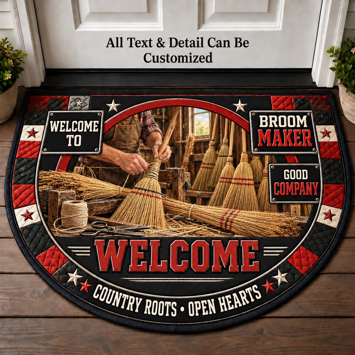 Broom Maker Personalized Half Round Mat | 5To9Vibe