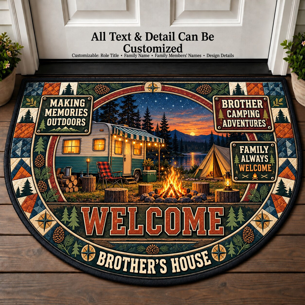 Brother's Camping Adventures Personalized Half Round Mat | 5To9Vibe