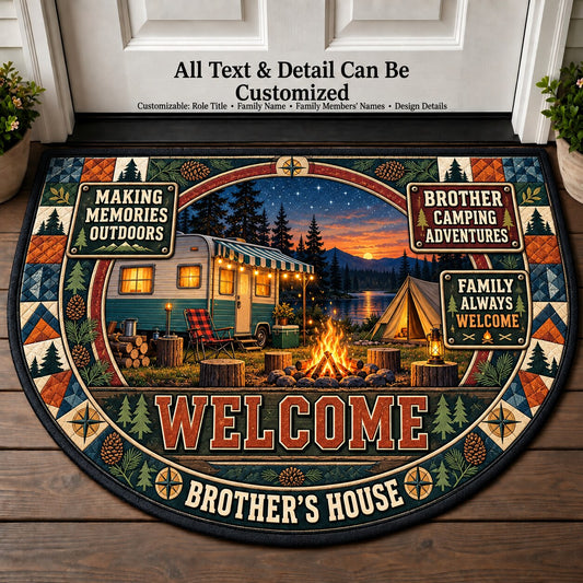 Brother's Camping Adventures Personalized Half Round Mat | 5To9Vibe