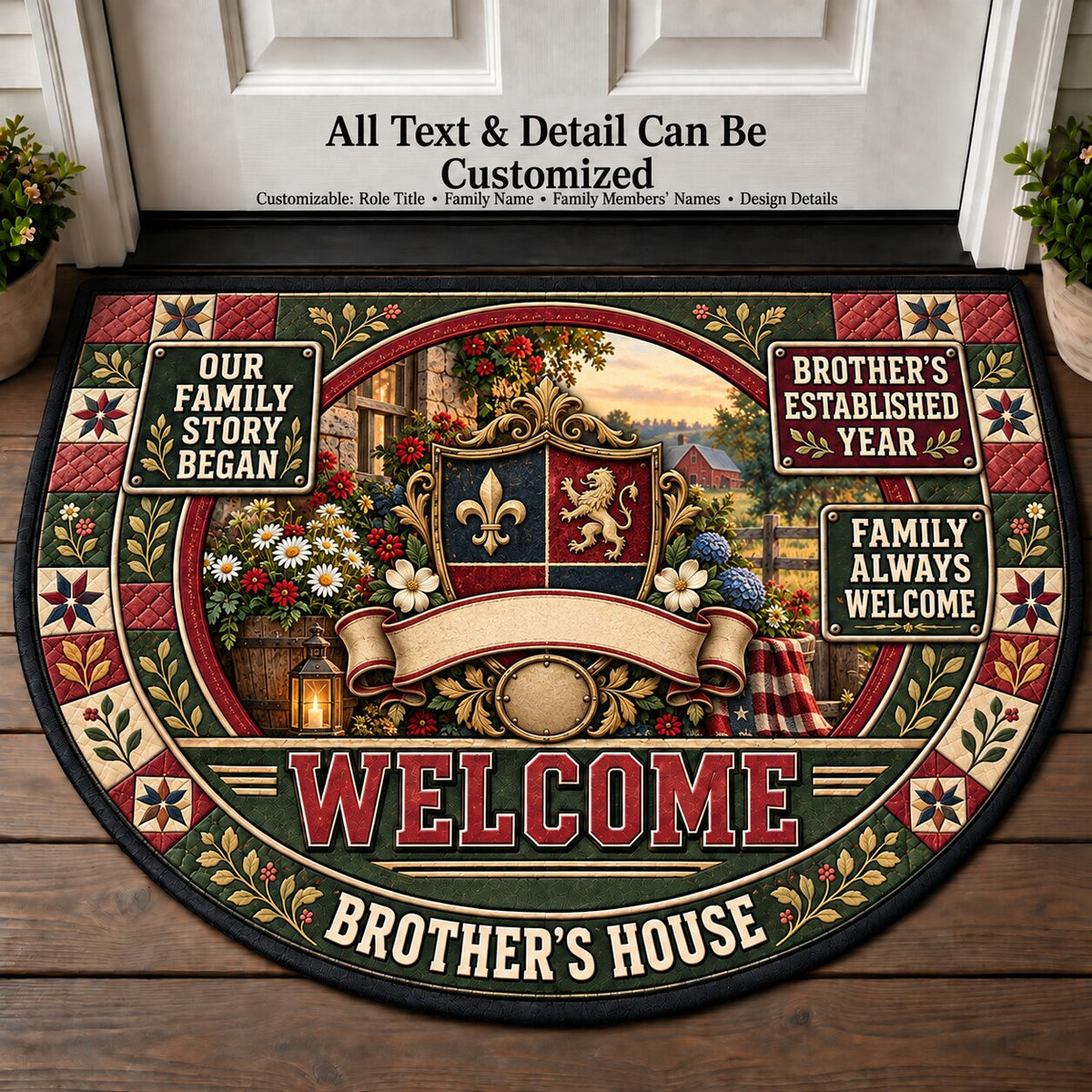 Brother's Established Year Personalized Half Round Mat | 5To9Vibe