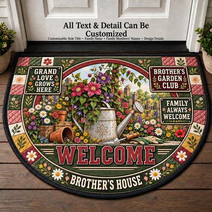 Brother's Garden Club Personalized Half Round Mat | 5To9Vibe