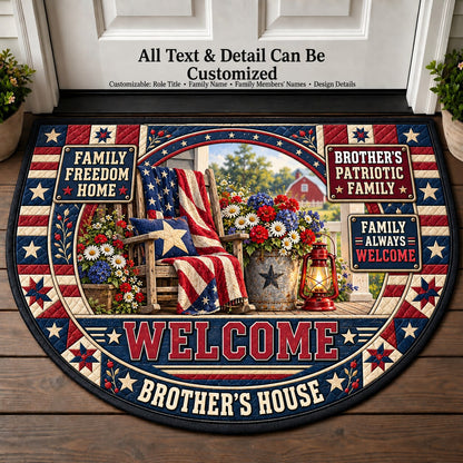 Brother's Patriotic Family Personalized Half Round Mat | 5To9Vibe