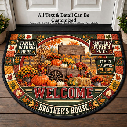 Brother's Pumpkin Patch Personalized Half Round Mat | 5To9Vibe