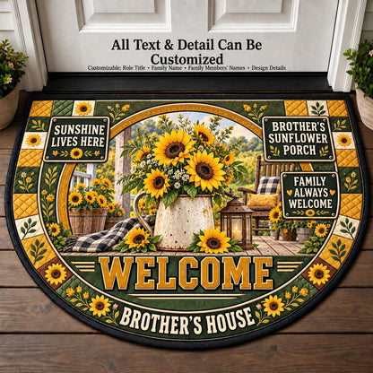 Brother's Sunflower Porch Personalized Half Round Mat | 5To9Vibe