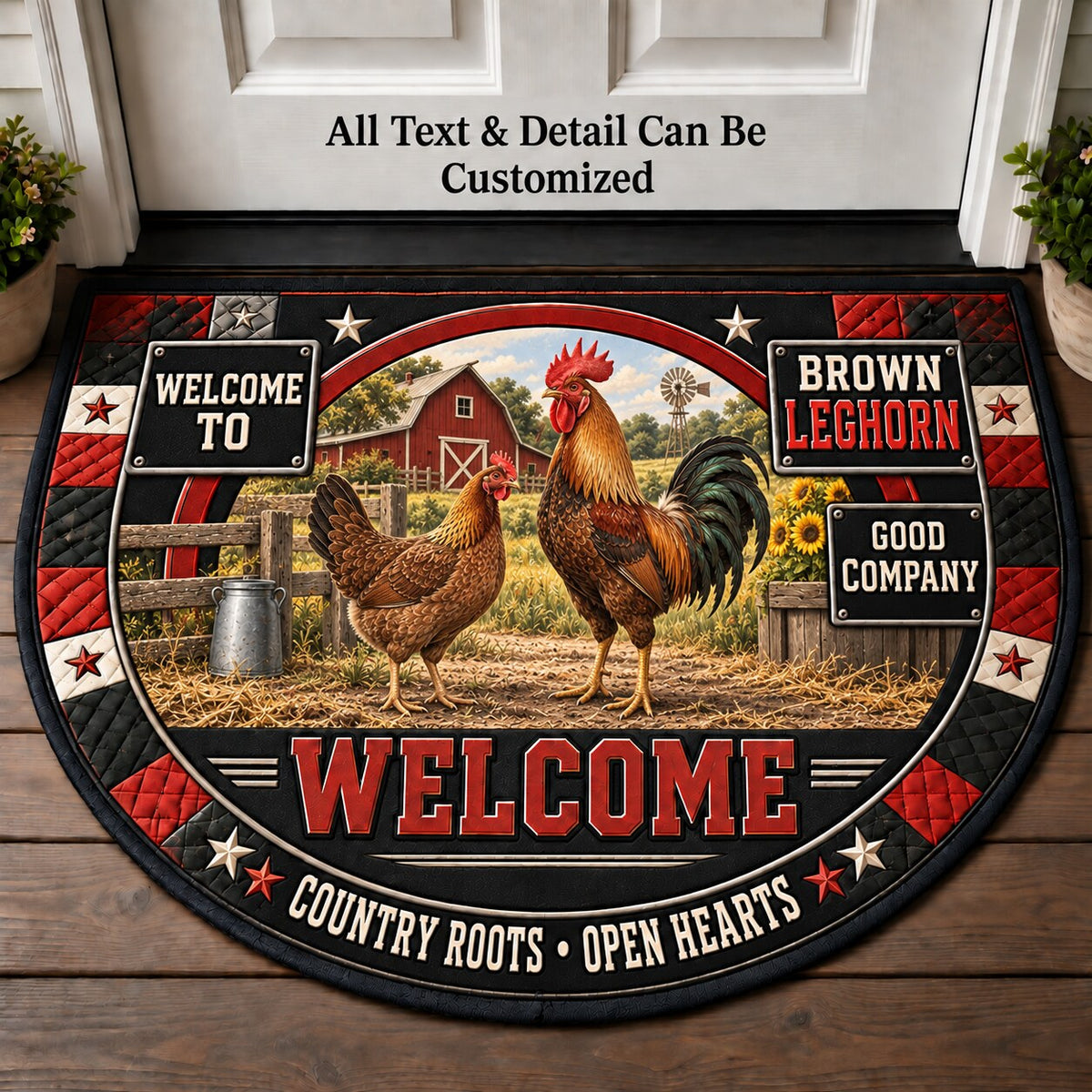 Brown Leghorn Personalized Half Round Mat | 5To9Vibe