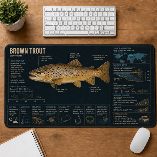 Brown Trout Fishing Field Guide Desk Mat | 5To9Vibe