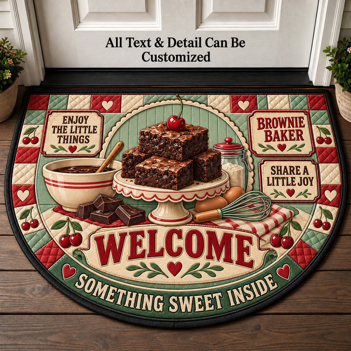 Brownie Baker Personalized Half Round Mat | 5To9Vibe