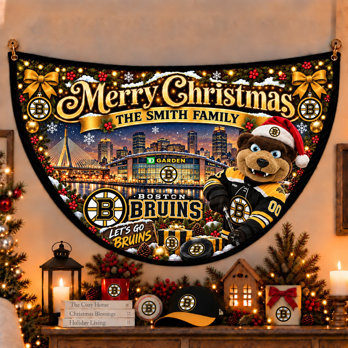 All Hockey Teams Personalized Christmas Night Bunting Flag - 5to9vibe