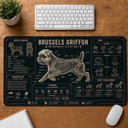 Brussels Griffon Dog Breed Visual Guide Desk Mat | 5To9Vibe