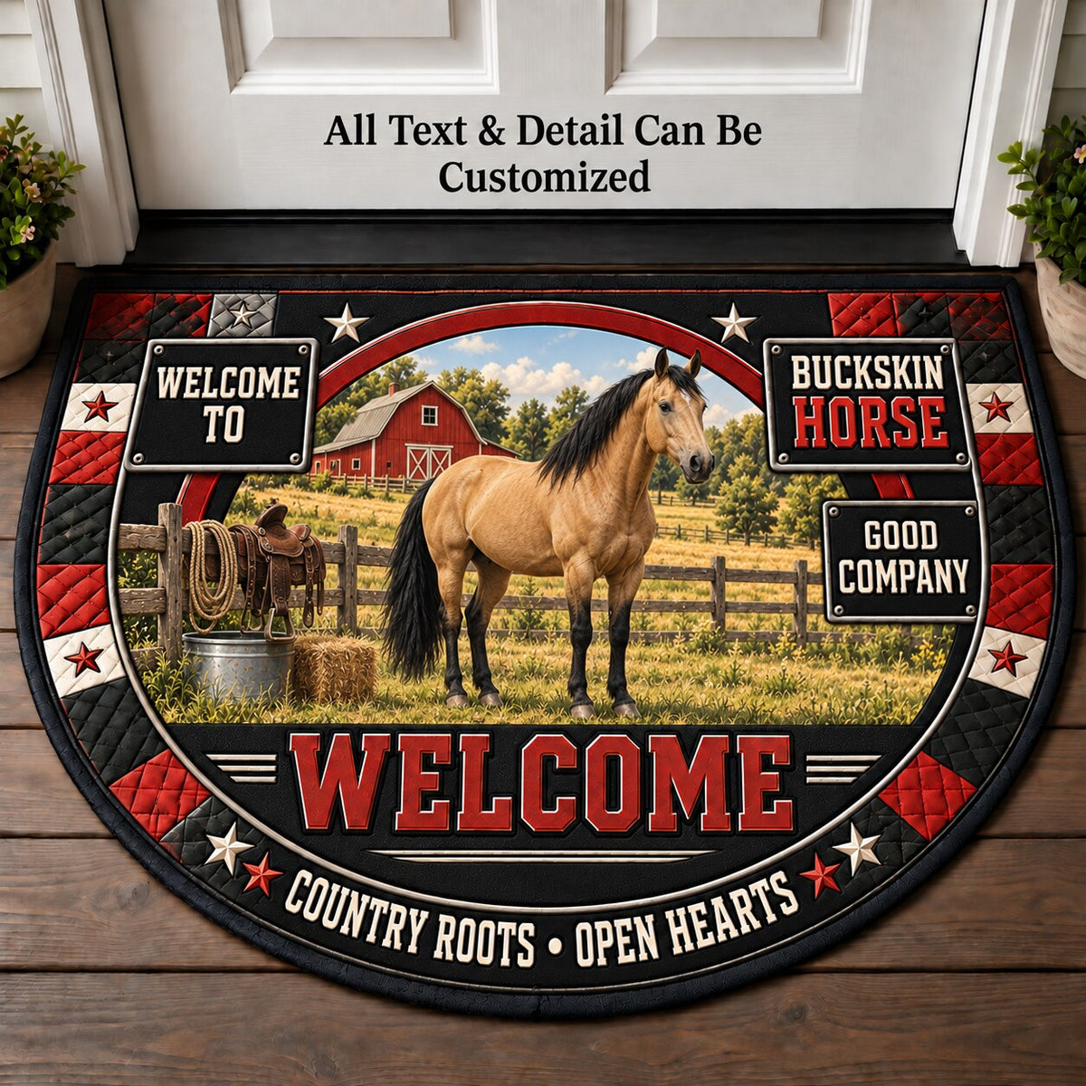 Buckskin Horse Personalized Half Round Mat | 5To9Vibe