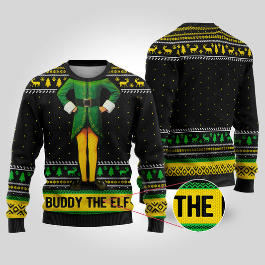 Buddy The Elf Black Funny Ugly Christmas Sweater - Funny Ugly Christmas Sweater