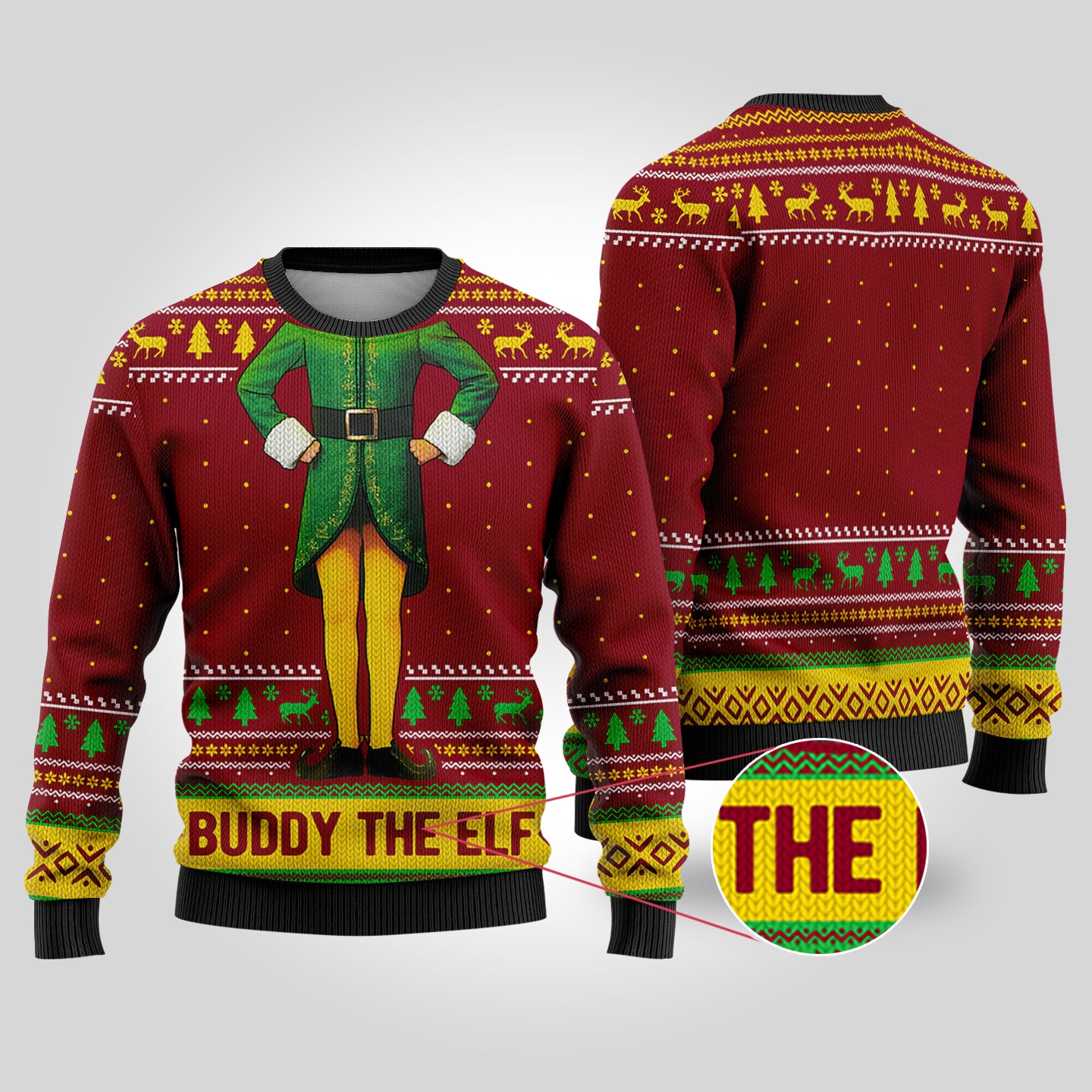 Buddy The Elf Cardinal Red Funny Ugly Christmas Sweater - Funny Ugly Christmas Sweater