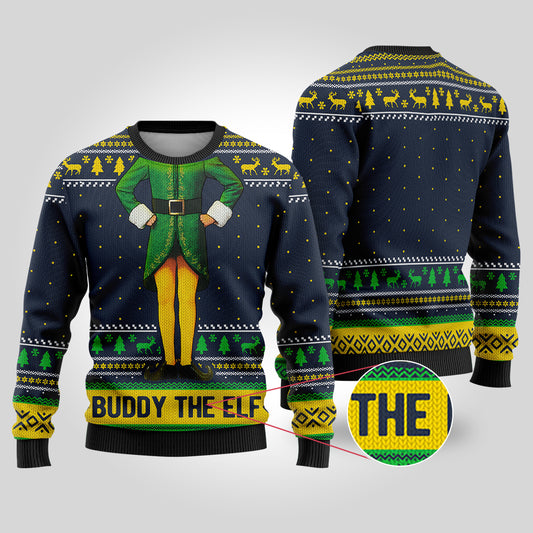Buddy The Elf Navy Funny Ugly Christmas Sweater - Funny Ugly Christmas Sweater