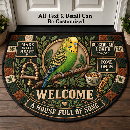 Budgerigar Lover Personalized Half Round Mat | 5To9Vibe