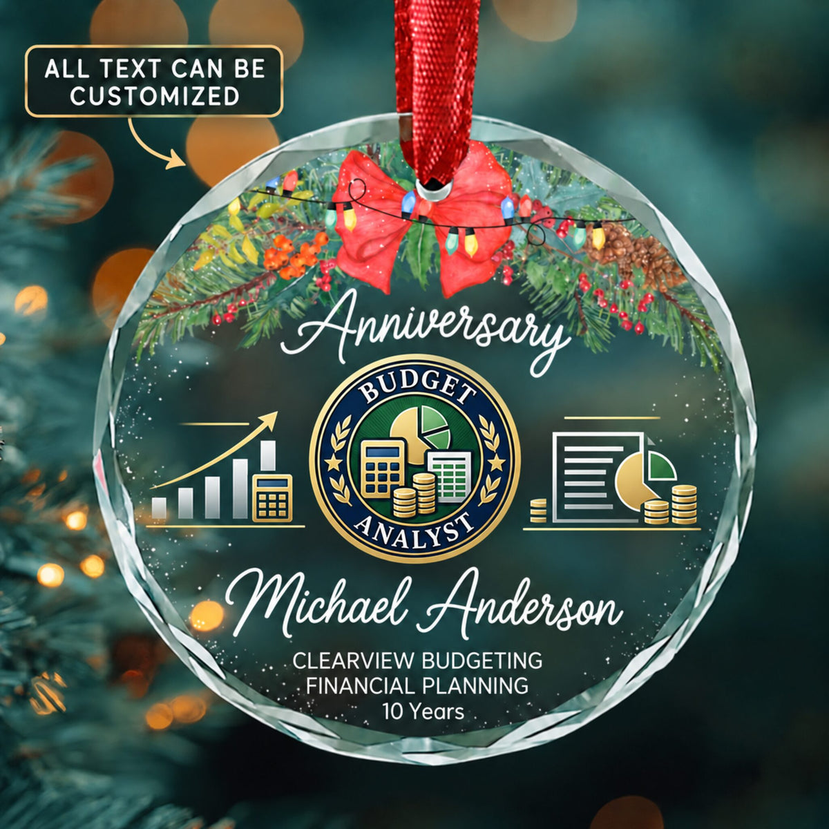 Budget Analysts Personalized Glass Ornament | 5To9Vibe