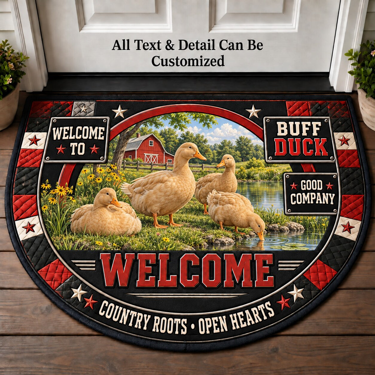 Buff Duck Personalized Half Round Mat | 5To9Vibe