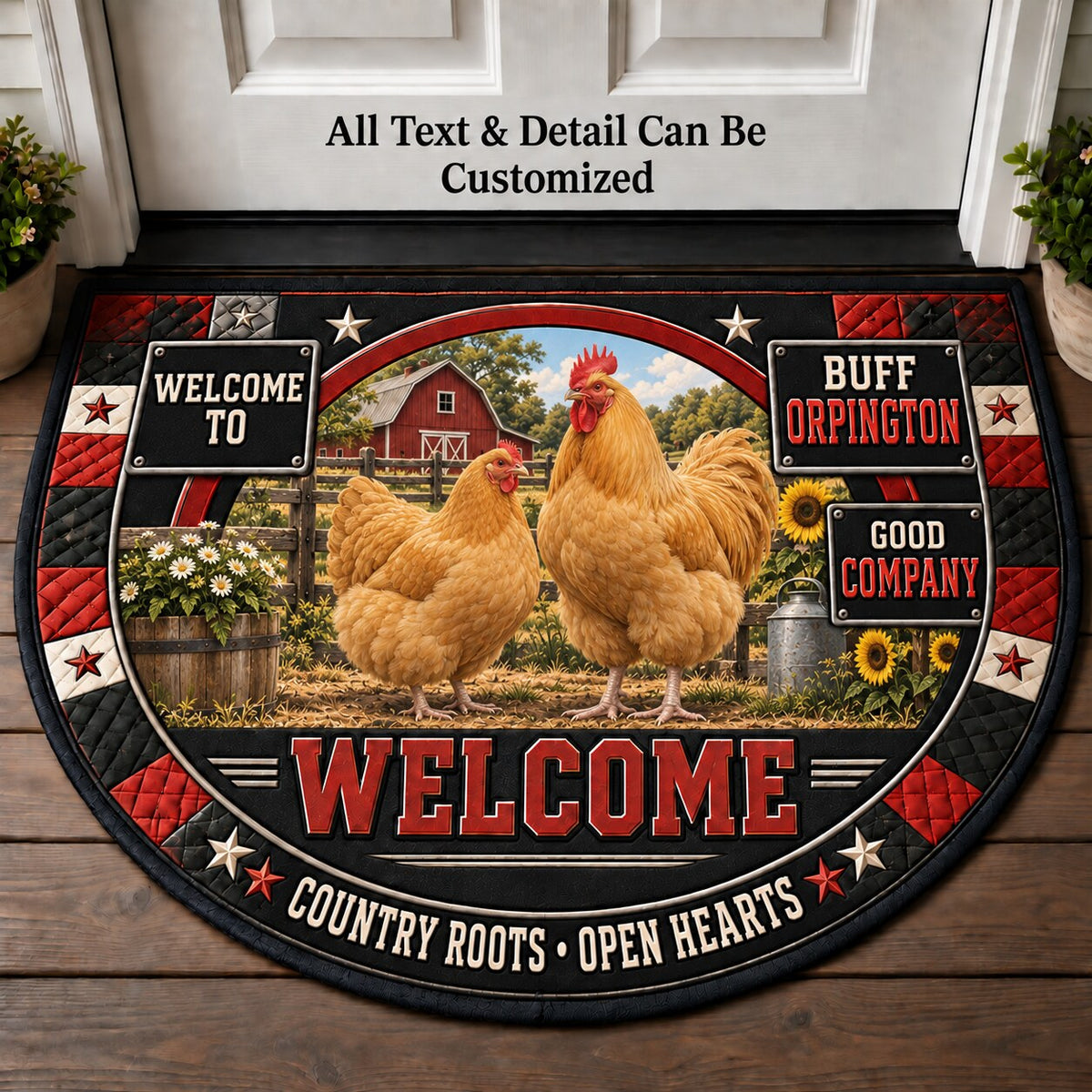 Buff Orpington Personalized Half Round Mat | 5To9Vibe