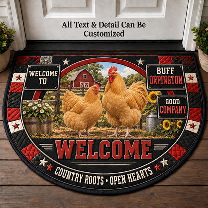 Buff Orpington Personalized Half Round Mat | 5To9Vibe