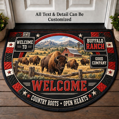 Buffalo Ranch Personalized Half Round Mat | 5To9Vibe