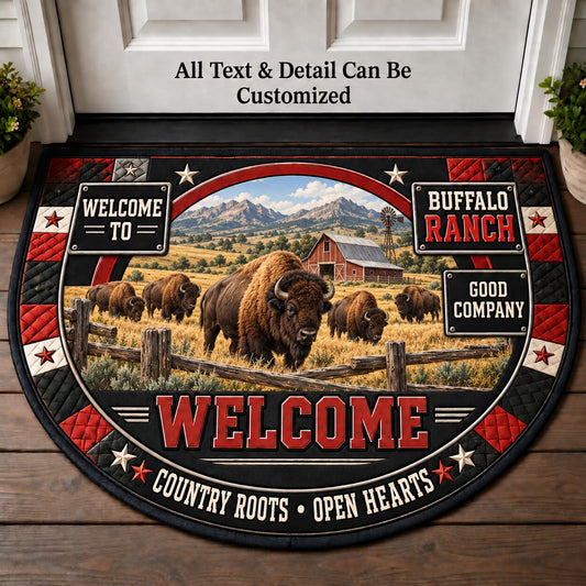 Buffalo Ranch Personalized Half Round Mat | 5To9Vibe