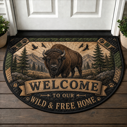 Buffalo Welcome Mat – Wild and Free Rustic Nature Doormat - 5to9vibe