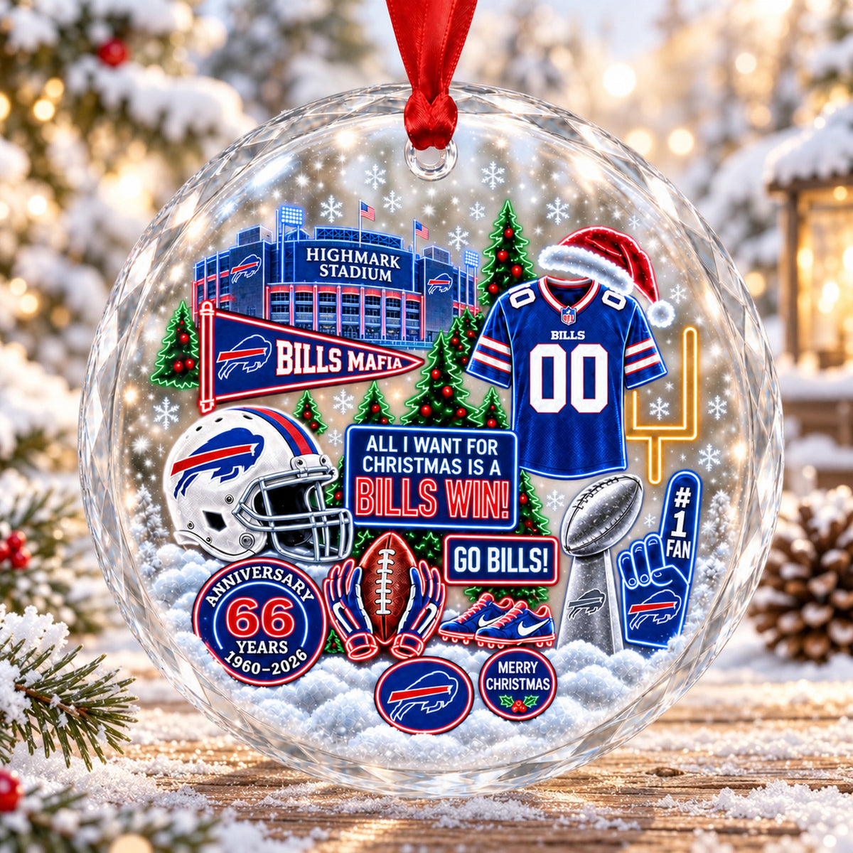 All Football Teams Christmas Stadium Snow Vibe Glass Ornament With Gift Box - 5to9vibe